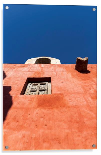 Red walls of the Santa Catalina monastery, Arequipa, Peru Acrylic by Phil Crean