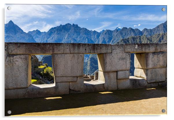 Temple of three windows at Machu Picchu, Peru Acrylic by Phil Crean