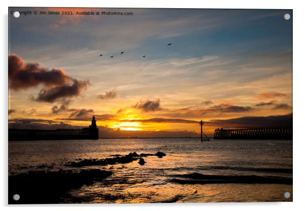 November sunrise between the Piers Acrylic by Jim Jones