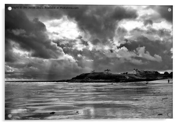 Seaton Sluice Spring Showers - Monochrome Acrylic by Jim Jones