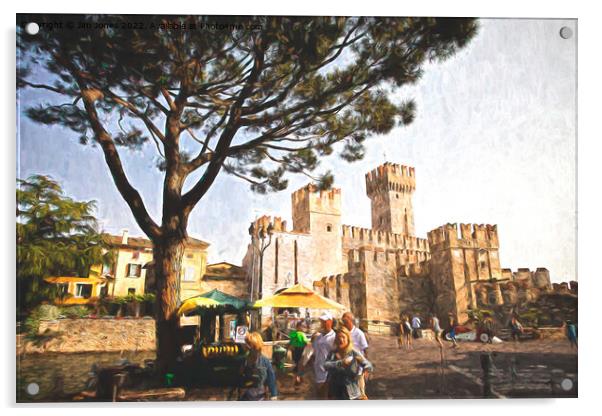 Sirmione Scaliger Castle with artistic filter Acrylic by Jim Jones