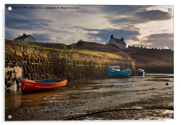 Seaton Sluice harbour in Northumberland (rework) Acrylic by Jim Jones