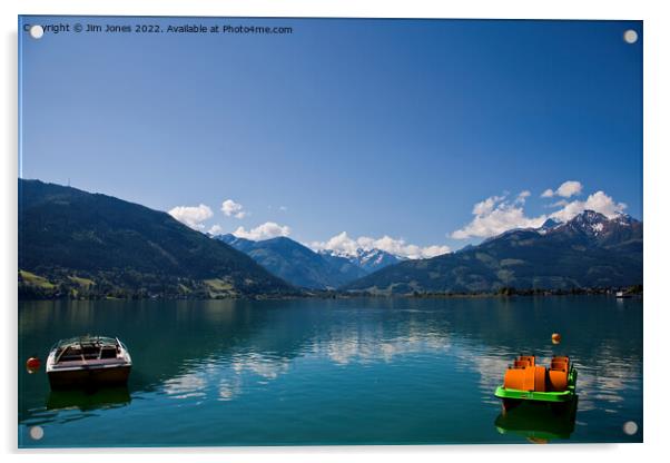 Placid Lake Zell, Austria Acrylic by Jim Jones
