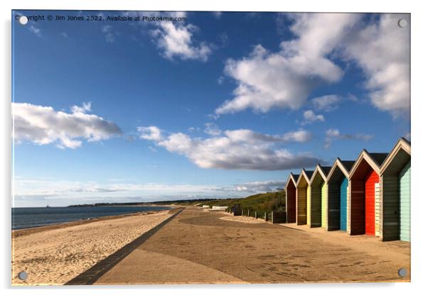 Blyth Beach Huts in August Sunshine Acrylic by Jim Jones