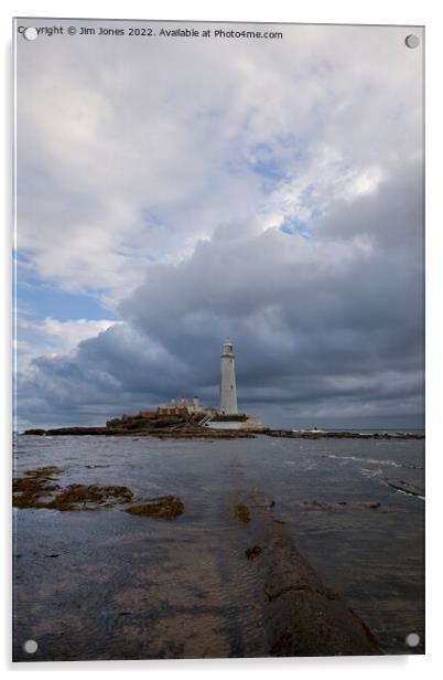 St Mary's Island reflections - portrait Acrylic by Jim Jones