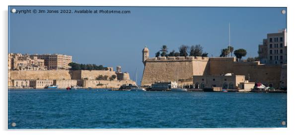 The Grand Harbour, Valletta, Malta - Panorama Acrylic by Jim Jones