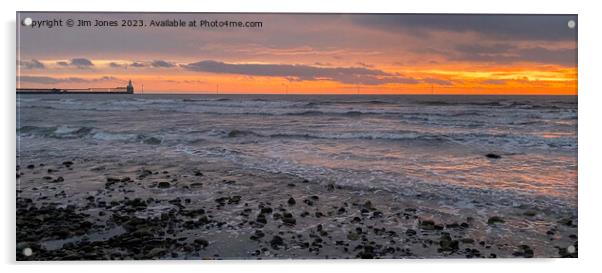 January sunrise over the North Sea - Panorama Acrylic by Jim Jones