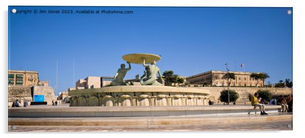 Triton Fountain, Valletta Acrylic by Jim Jones