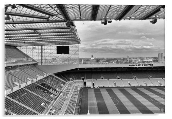 St James Park, Newcastle upon Tyne - Monochrome Acrylic by Jim Jones