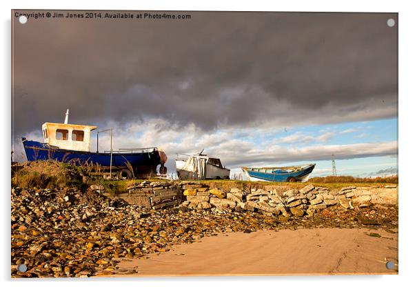  Boatyard under threatening sky Acrylic by Jim Jones