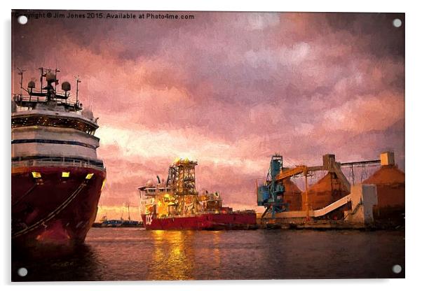  Port of Blyth at dusk with Artistic Filter Acrylic by Jim Jones
