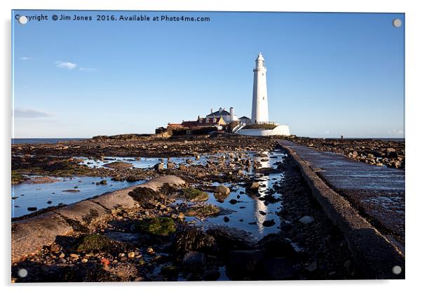 Reflections of St Mary's Lighthouse Acrylic by Jim Jones