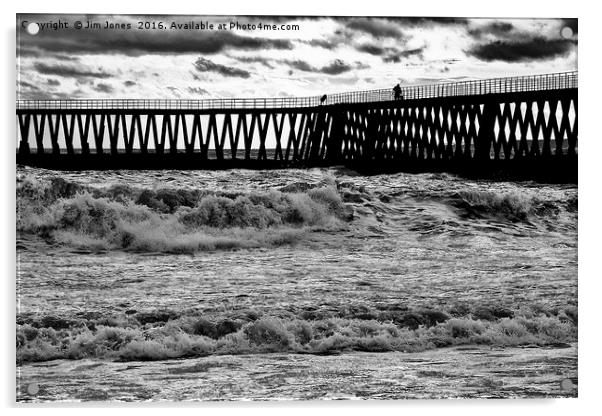 Wooden Pier in black and white Acrylic by Jim Jones