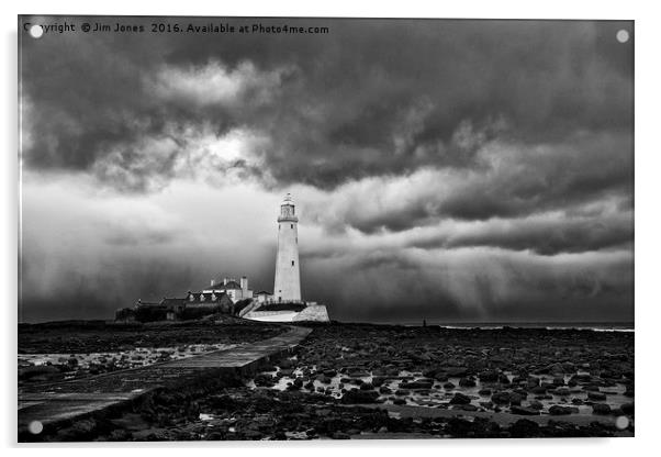 Storm clouds over St Mary's Island Acrylic by Jim Jones