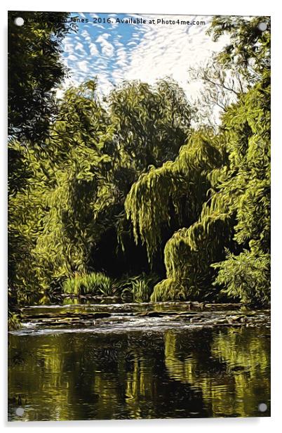 Artistic Weeping Willows and Water Acrylic by Jim Jones