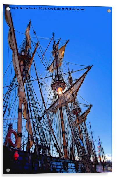 Artistic Tall Ship masts Acrylic by Jim Jones