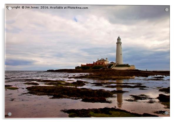 St Mary's Island and Lighthouse Acrylic by Jim Jones