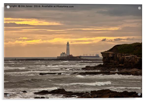 St Mary's Island and Lighthouse Acrylic by Jim Jones