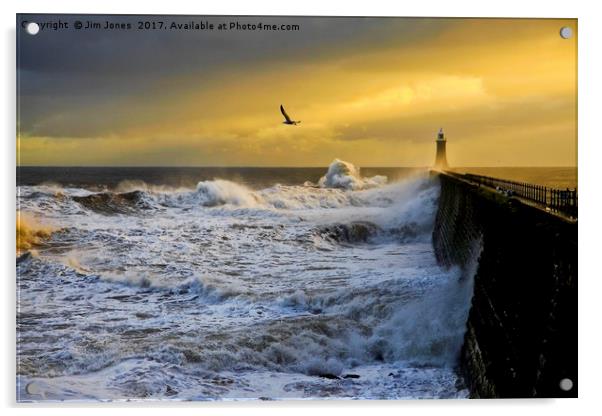 Stormy weather at Tynemouth Acrylic by Jim Jones