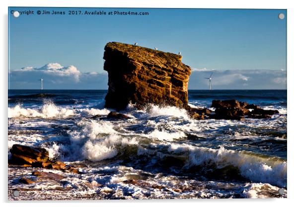 Rough seas around Charlie's Garden Acrylic by Jim Jones