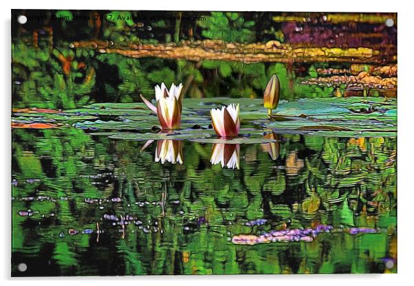 Airbrushed Water Lilies Acrylic by Jim Jones
