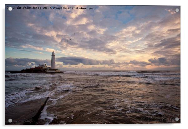 Winter dawn at St Mary's Island (3) Acrylic by Jim Jones