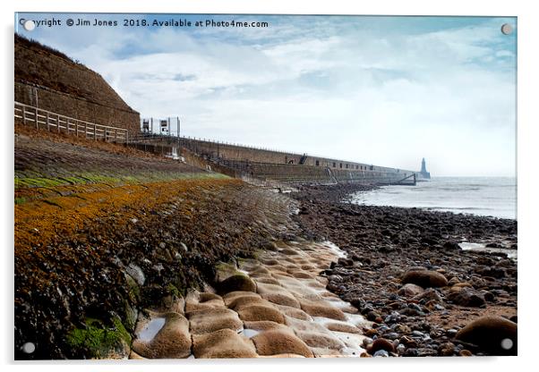 Low tide at Tynemouth Acrylic by Jim Jones