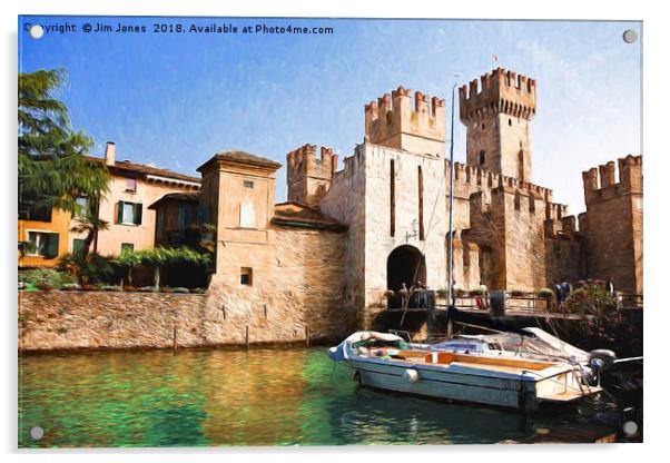 Scaliger Castle, Sirmione with an artistic filter Acrylic by Jim Jones
