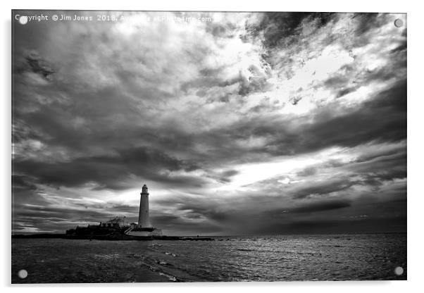 Dramatic early morning sky at St Mary's Island Acrylic by Jim Jones