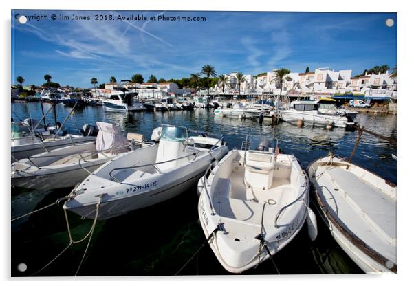 The Marina at Cala'n Bosch, Menorca Acrylic by Jim Jones