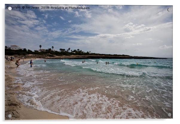 The beach at Cala'n Bosch, Menorca Acrylic by Jim Jones