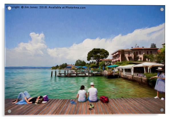 Relaxing in the afternoon sunshine on Lake Garda,  Acrylic by Jim Jones