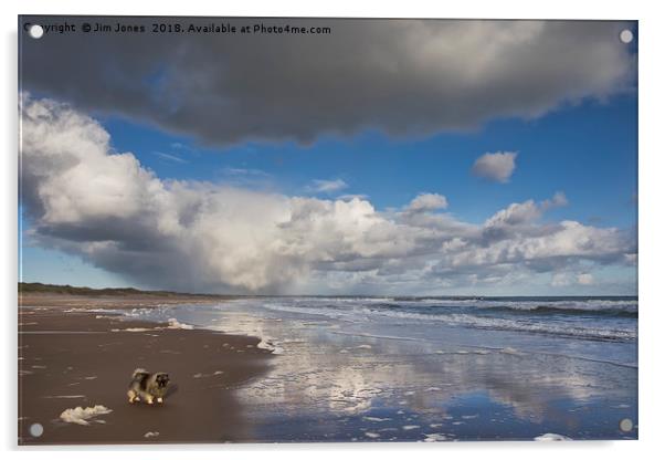 Reflections on Druridge Bay Acrylic by Jim Jones