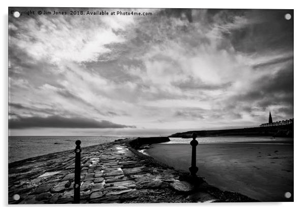 Early morning at Cullercoats Bay in B&W Acrylic by Jim Jones
