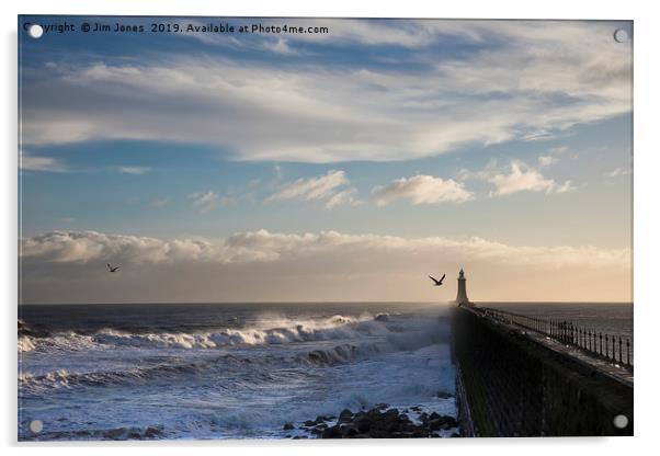 Rough Seas by Tynemouth Pier Acrylic by Jim Jones
