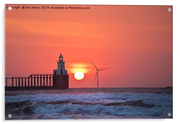 Sunrise over the North Sea at Blyth in Northumberl Acrylic by Jim Jones