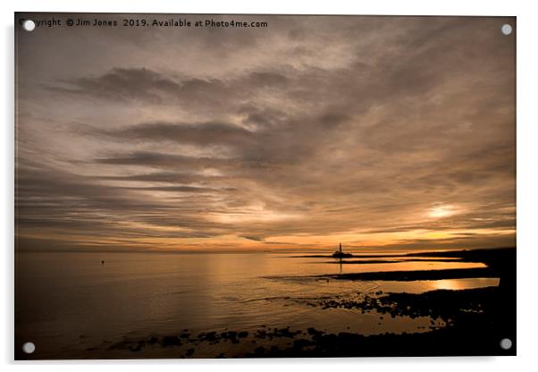 Golden Dawn at St Mary's Island Acrylic by Jim Jones