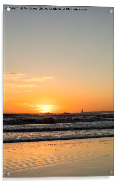 Tynemouth Long Sands Sunrise Acrylic by Jim Jones