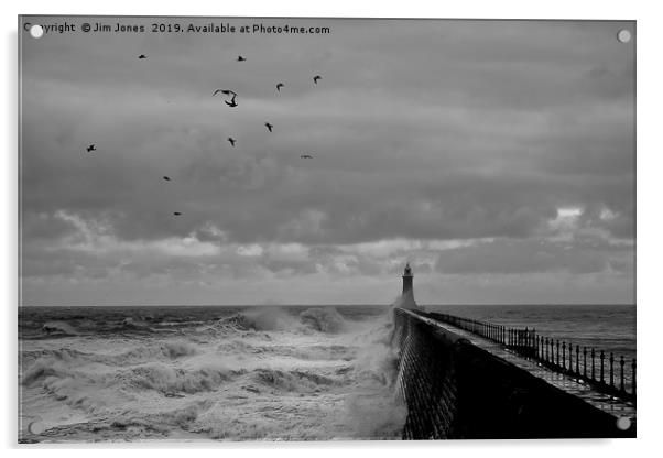 Storm over Tynemouth Pier Acrylic by Jim Jones