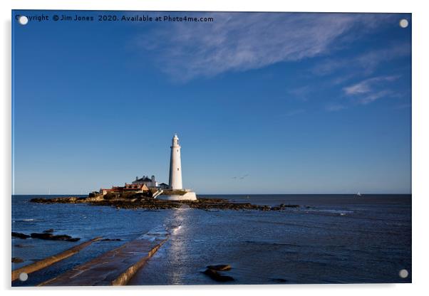 St Mary's Island under bright January sunshine Acrylic by Jim Jones