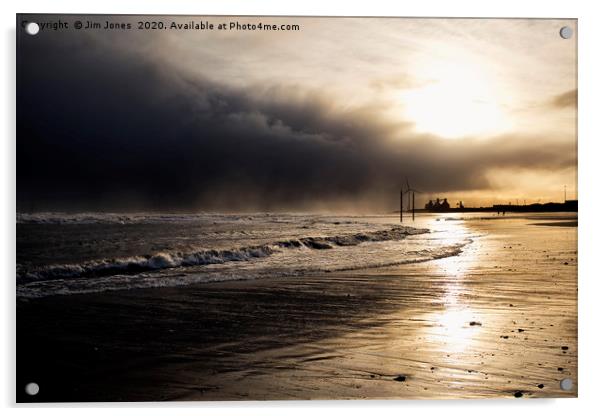 January on a Northumbrian beach. Acrylic by Jim Jones