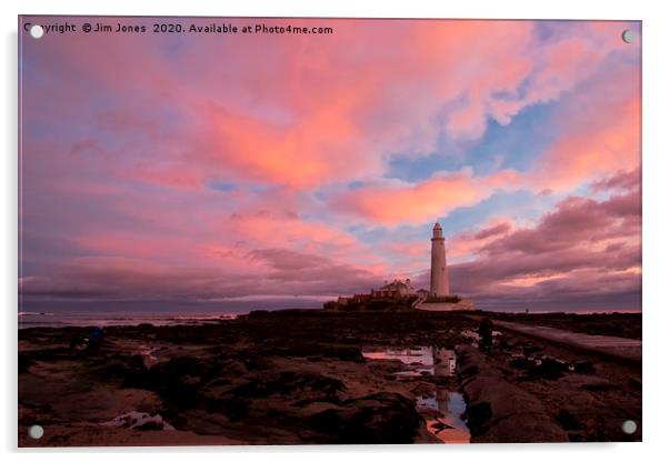 Pink and Blue sunrise at St Mary's Island Acrylic by Jim Jones