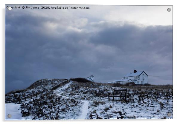 Rocky Island in the snow (4) Acrylic by Jim Jones