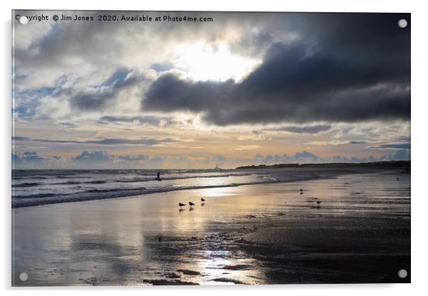 Dawn on the Northumberland coast. Acrylic by Jim Jones