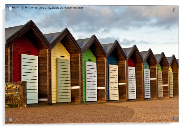 Bonny Blyth Beach Huts Acrylic by Jim Jones