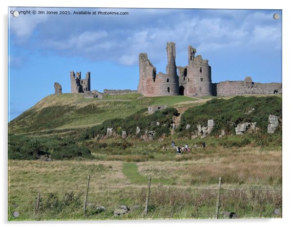 Majestic Ruins of Dunstanburgh Castle in Northumbe Acrylic by Jim Jones
