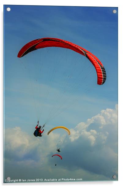 Paragliding on the coast Acrylic by Ian Jones