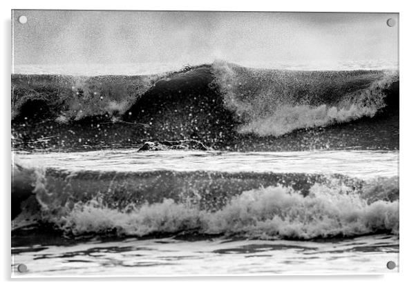 surfer paddling out Acrylic by Ian Jones