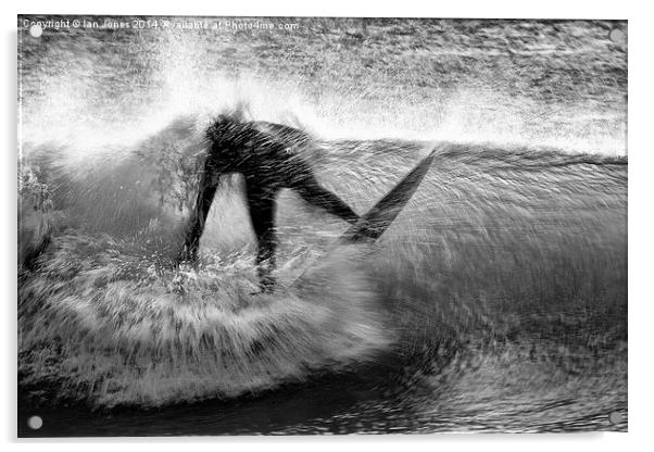  Surfing a beach break Acrylic by Ian Jones