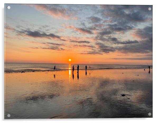 Tywyn sunset Acrylic by Victoria Bowie